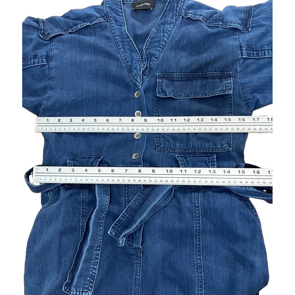 Rachel Comey Denim Jumpsuit Size 0 Womens Blue 3/4 Sleeve Utility Romper - Picture 11 of 16